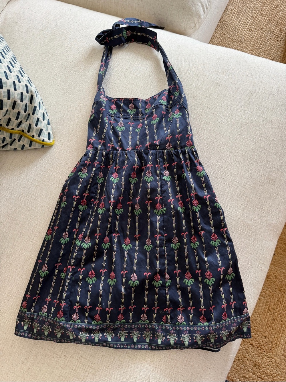 Hill House Navy Fleur mini dress Halter Top with Smocked Back - Picture 3 of 5